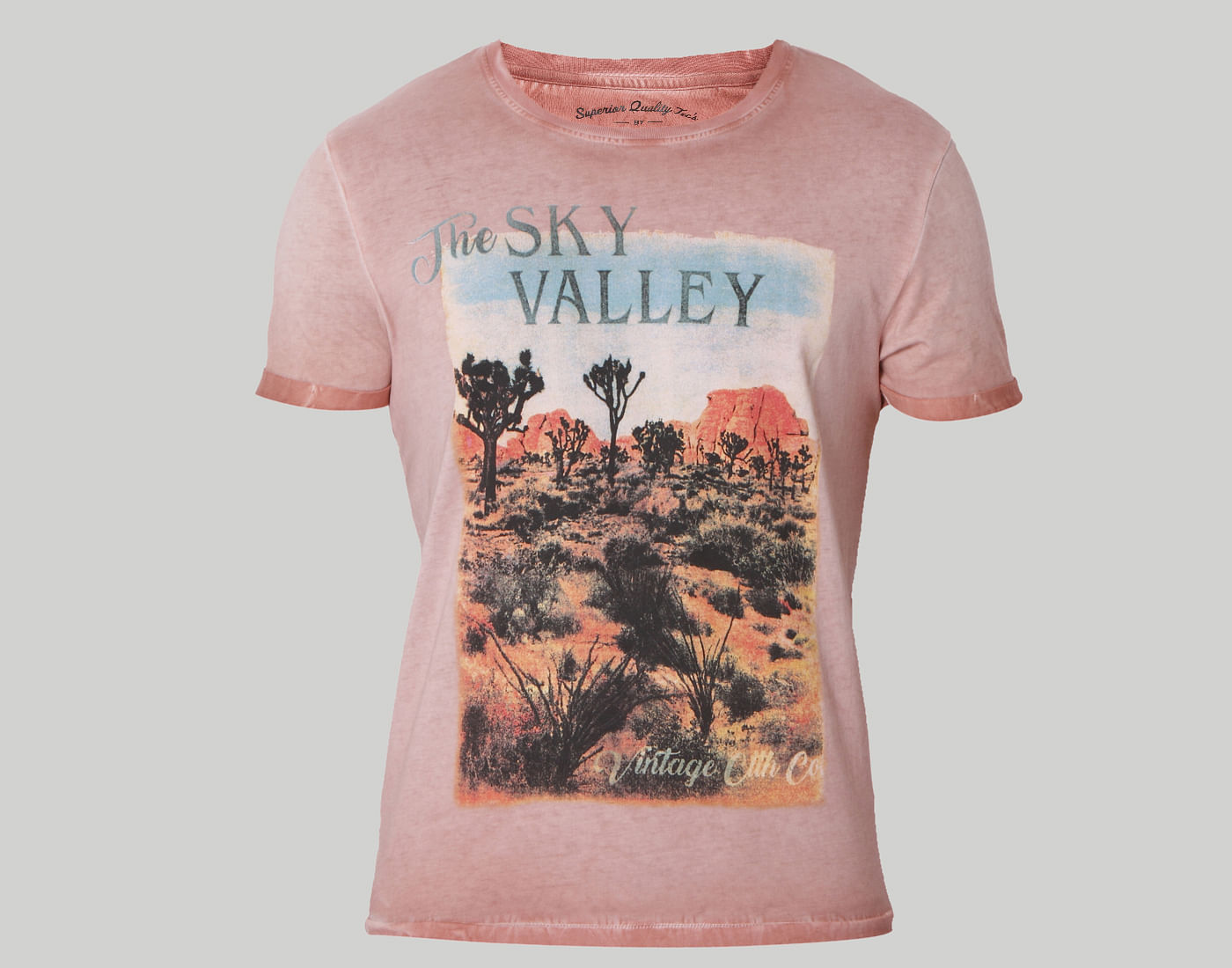Peach Graphic Print Crew Neck T-Shirt