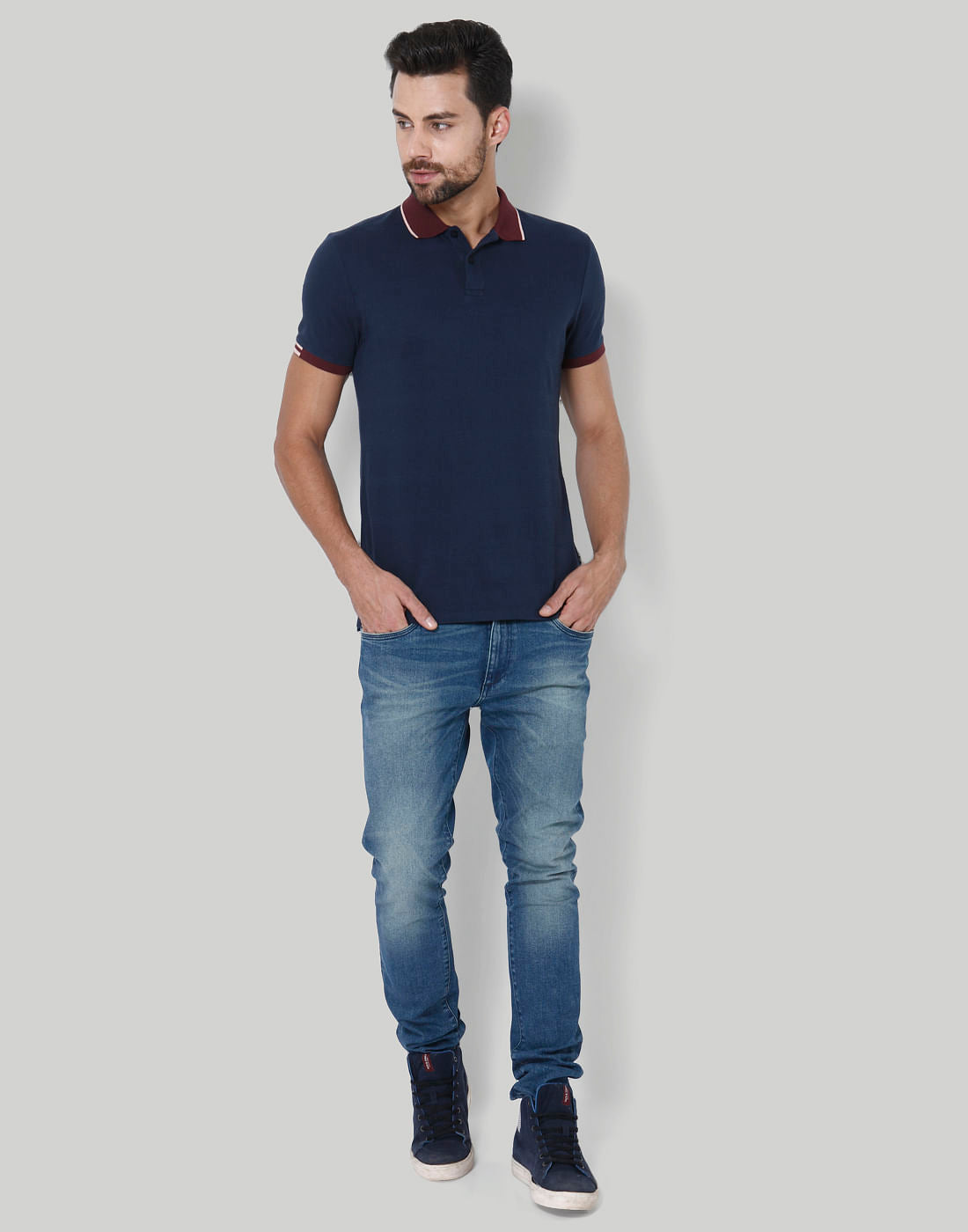 Dark Blue & Brown Polo T-Shirt