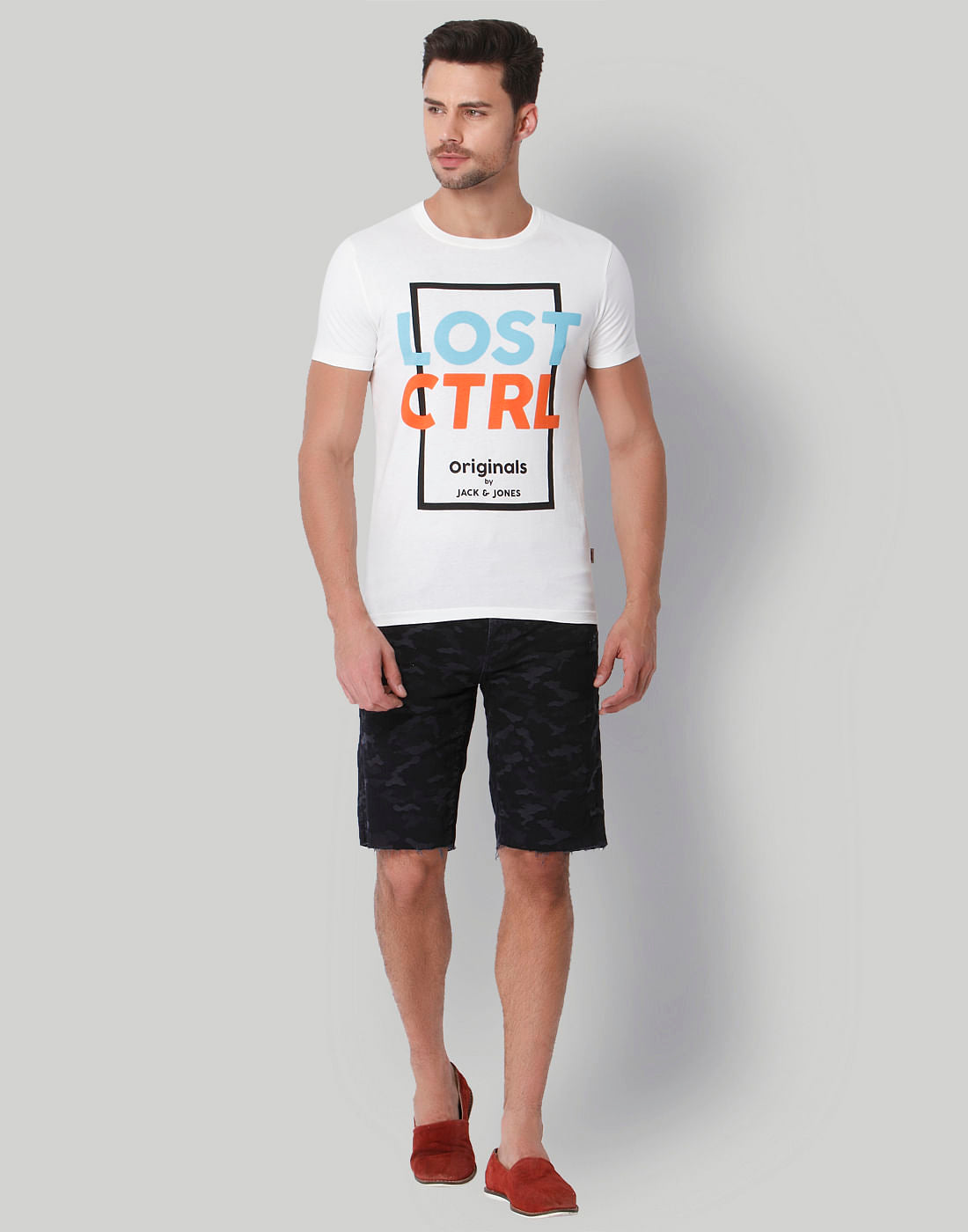 White Text Print Crew Neck T-Shirt
