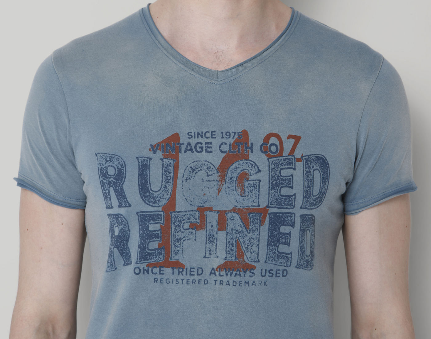 Turquoise Graphic Printed V-Neck T-Shirt