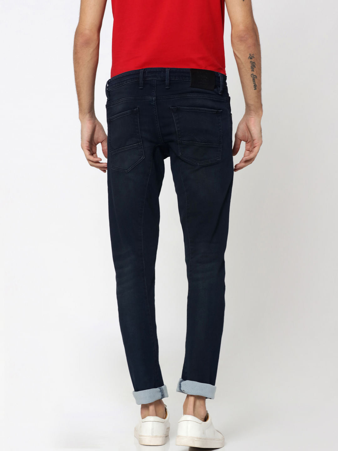 Dark Blue Drawstring Detail Glenn Slim Fit Jeans