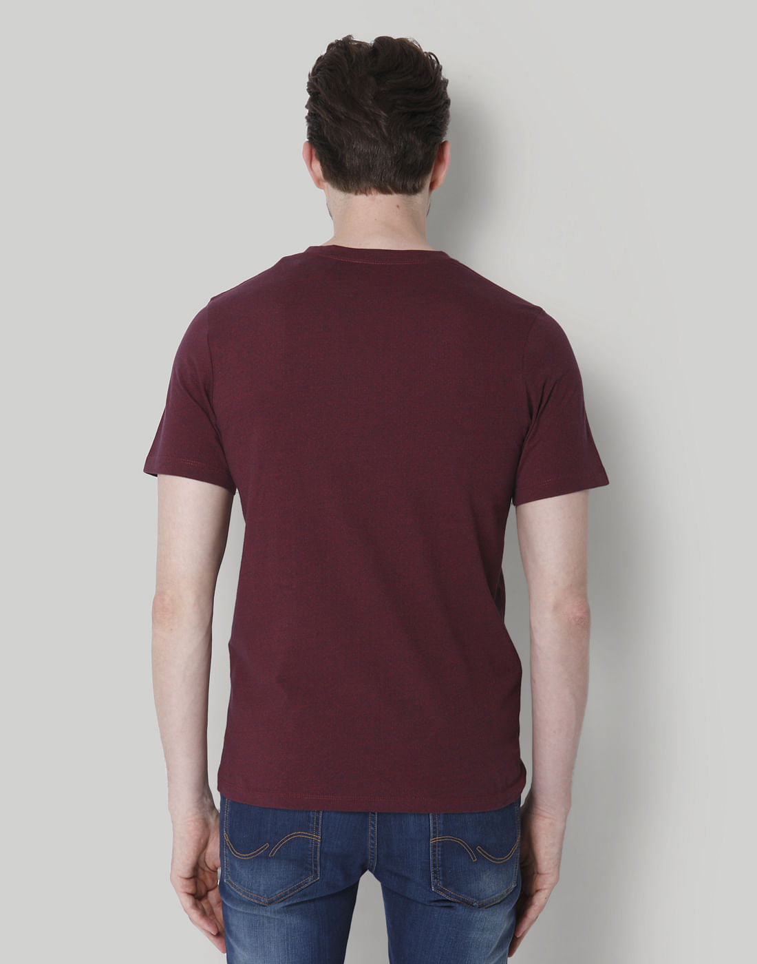 Purple Solid Crew Neck T-Shirt