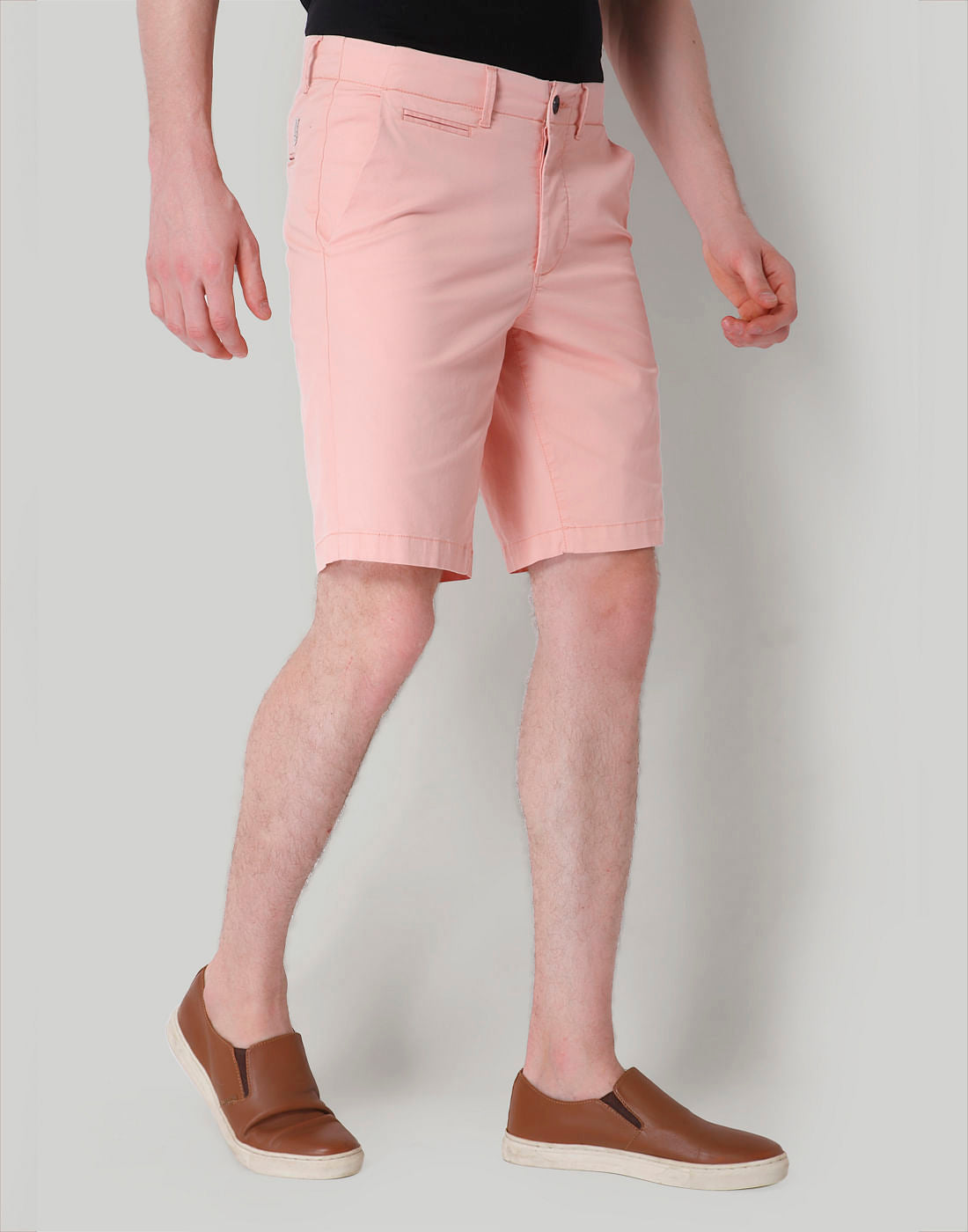 Pink Mid Rise Chino Shorts