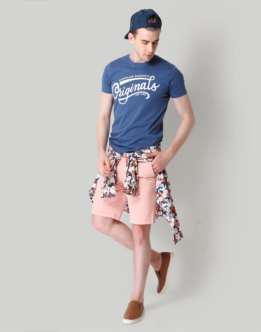 Pink Mid Rise Chino Shorts