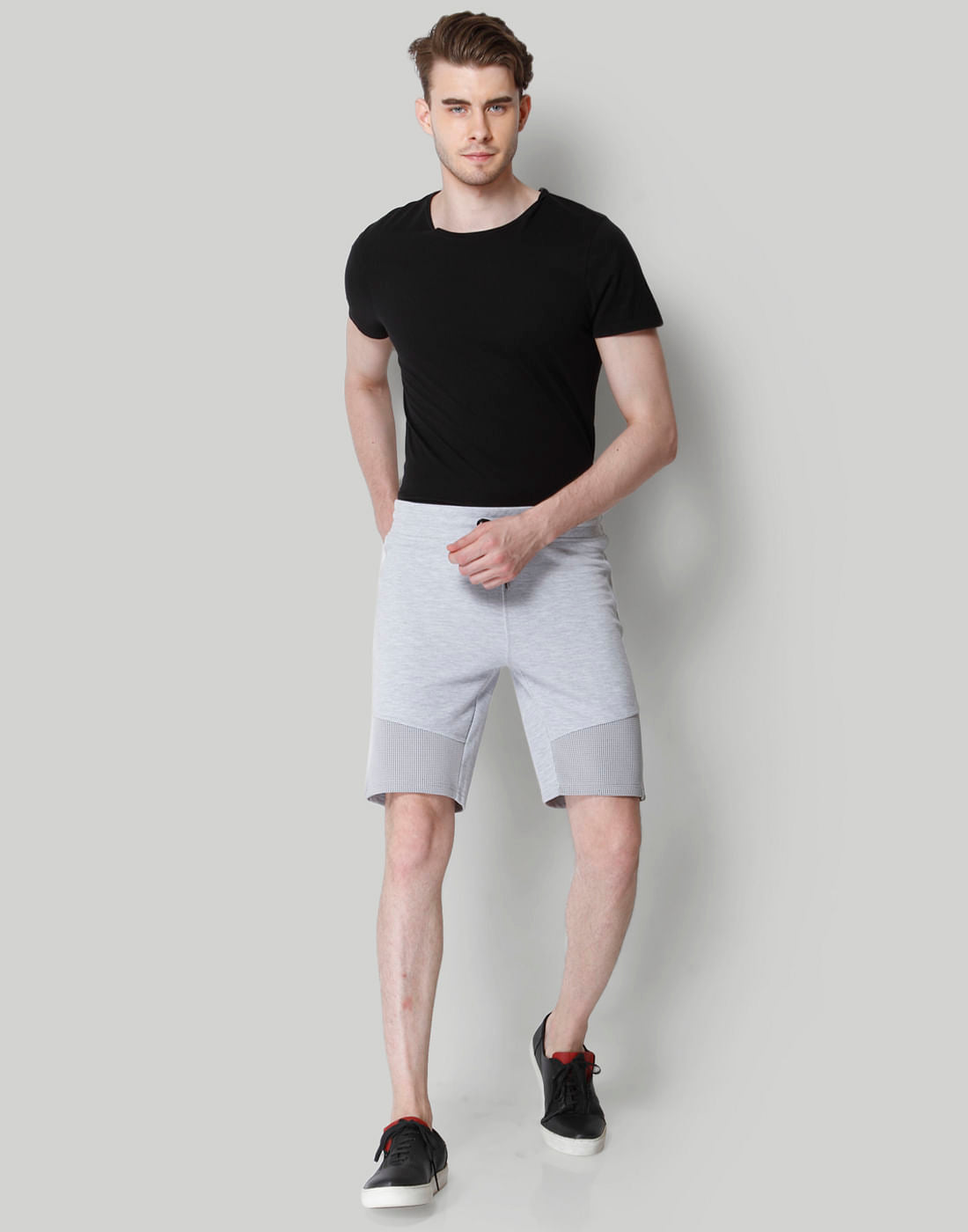 Grey Mesh Detail Sweatshorts
