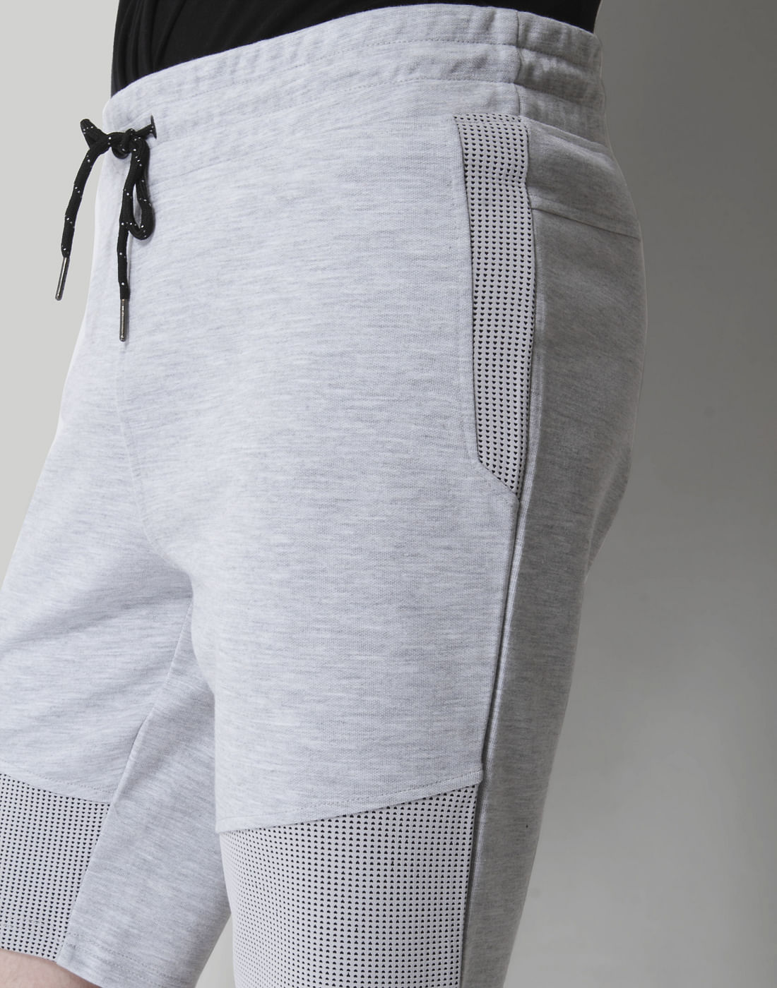 Grey Mesh Detail Sweatshorts
