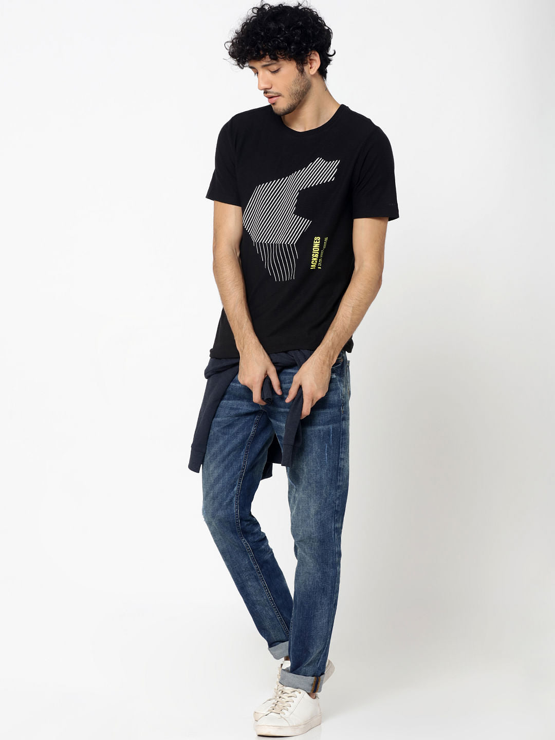Dark Blue Mildly Distressed Tim Anti Fit Jeans