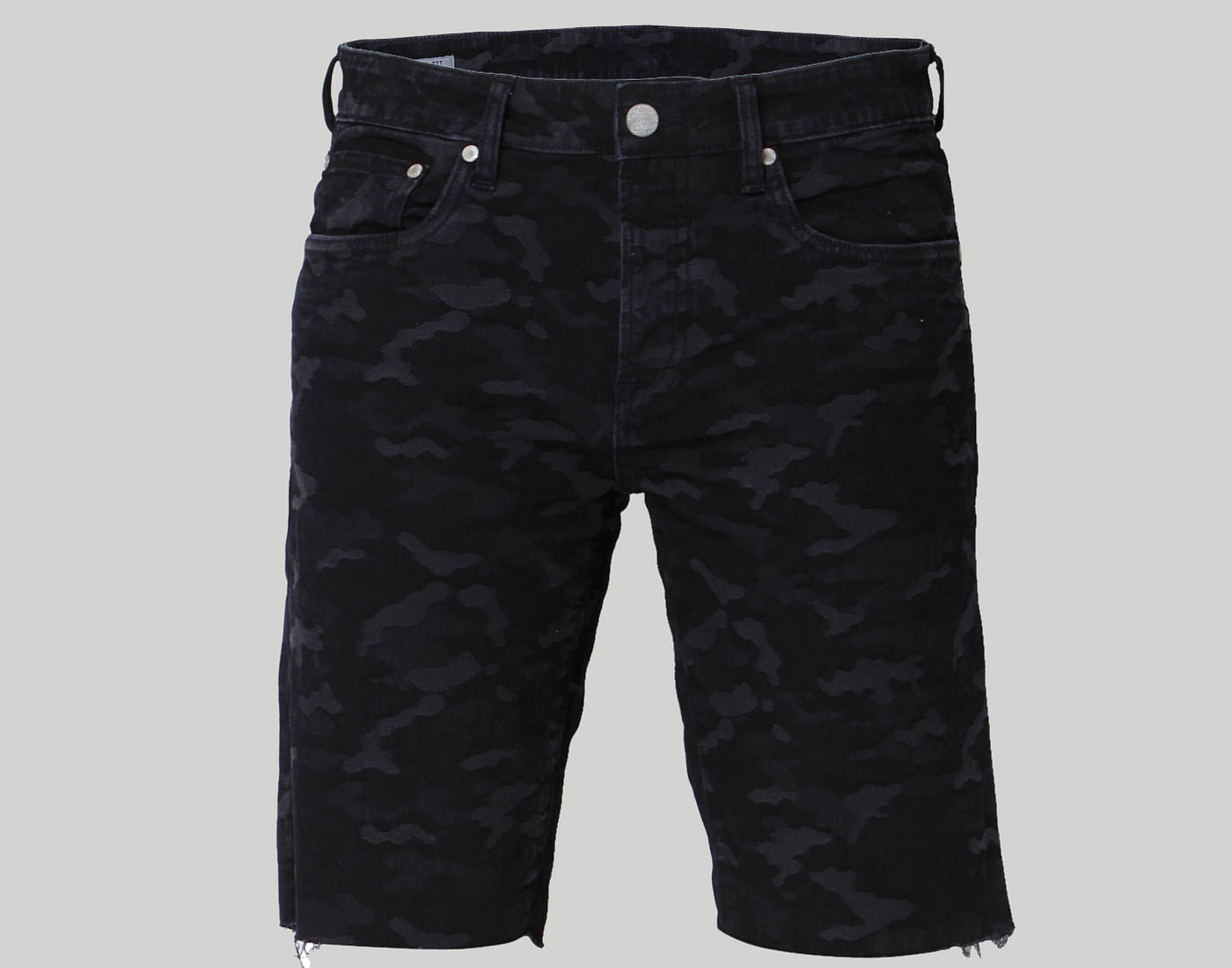 Dark Blue Camo Print Mid Rise Shorts