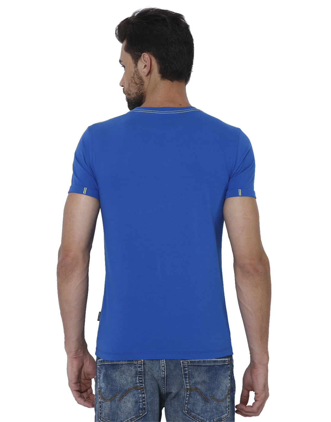 Blue Graphic Print Crew Neck T-Shirt