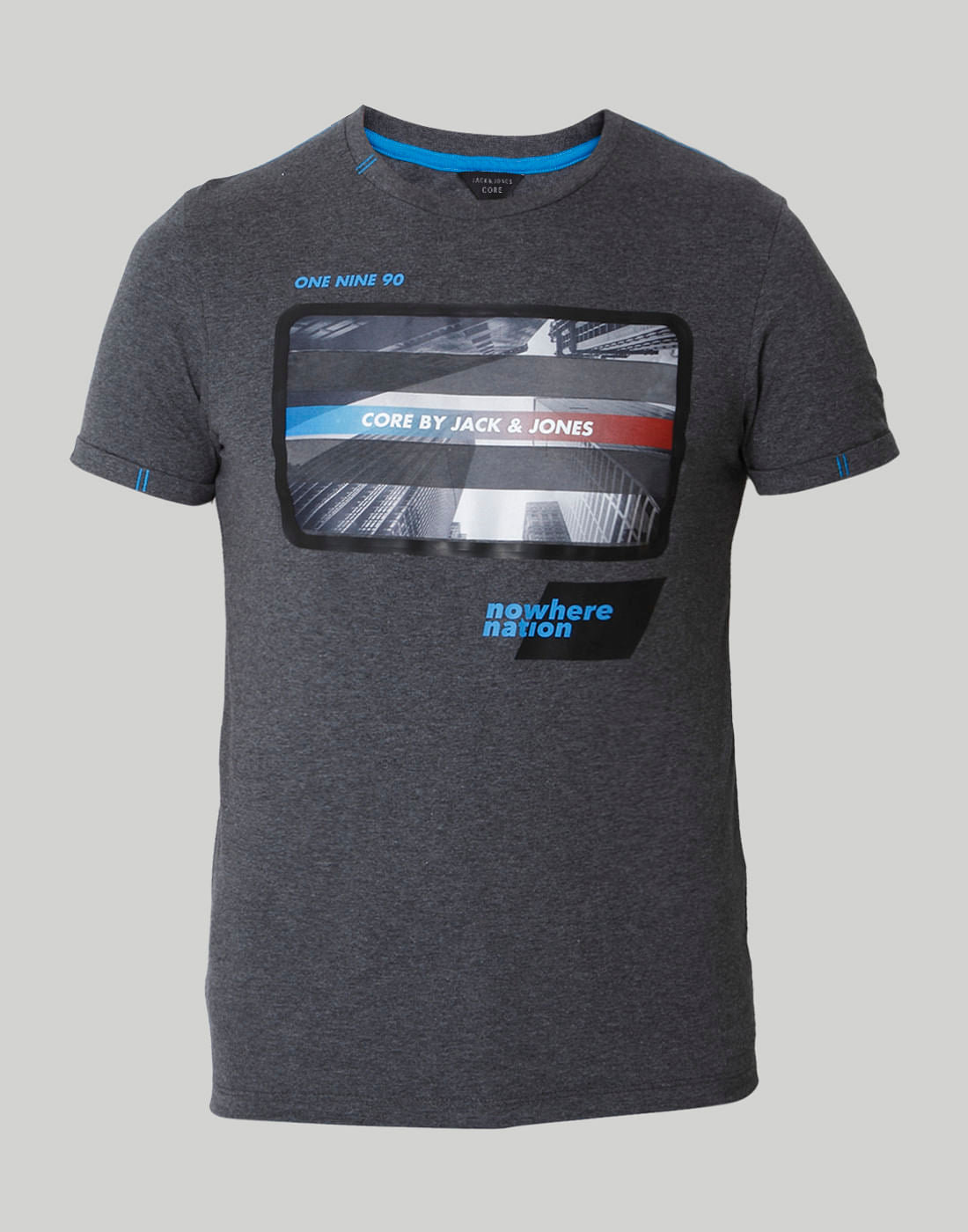 Dark Grey Graphic Print Crew Neck T-Shirt