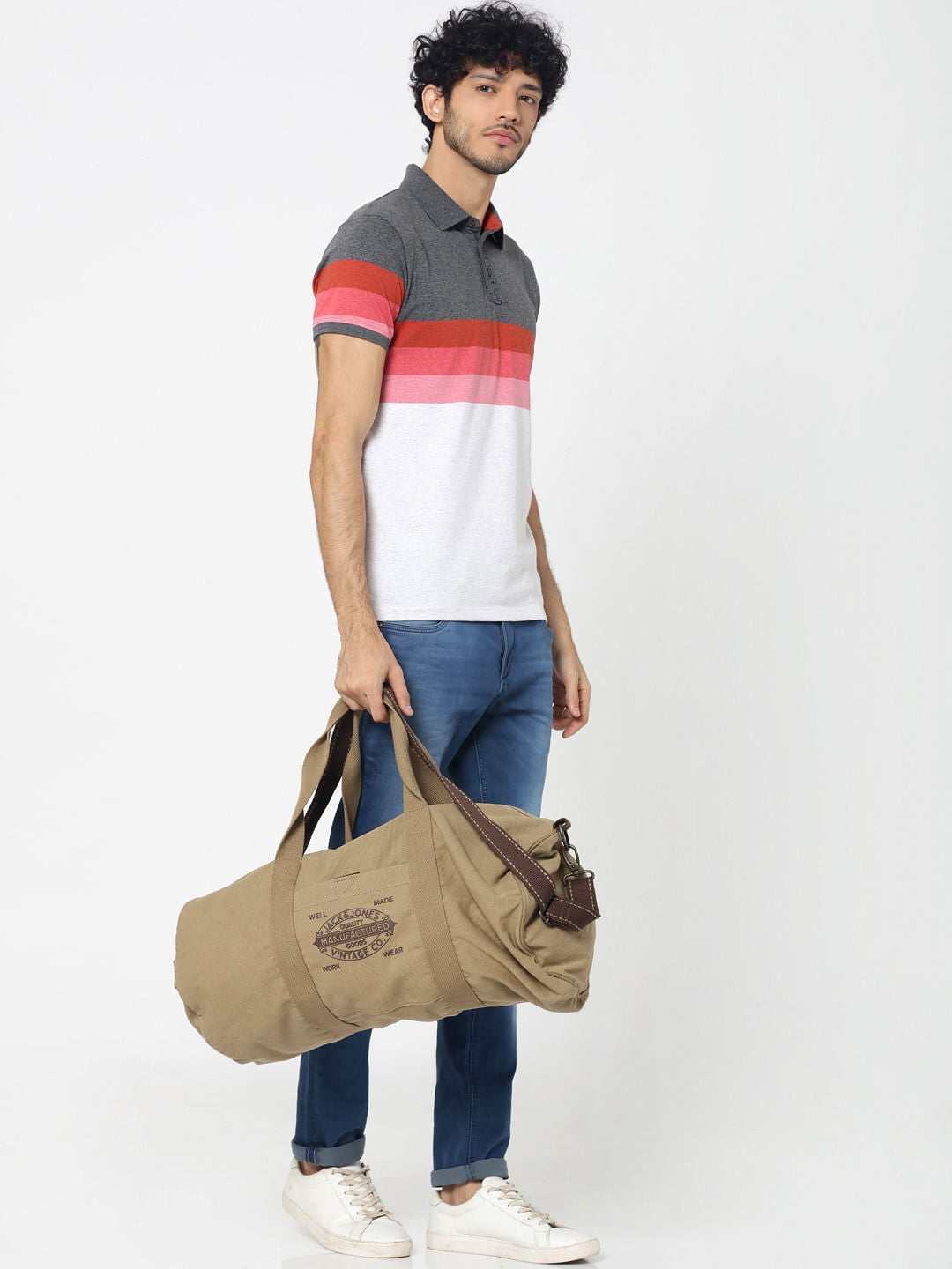 Grey Colourblocked Polo T-Shirt