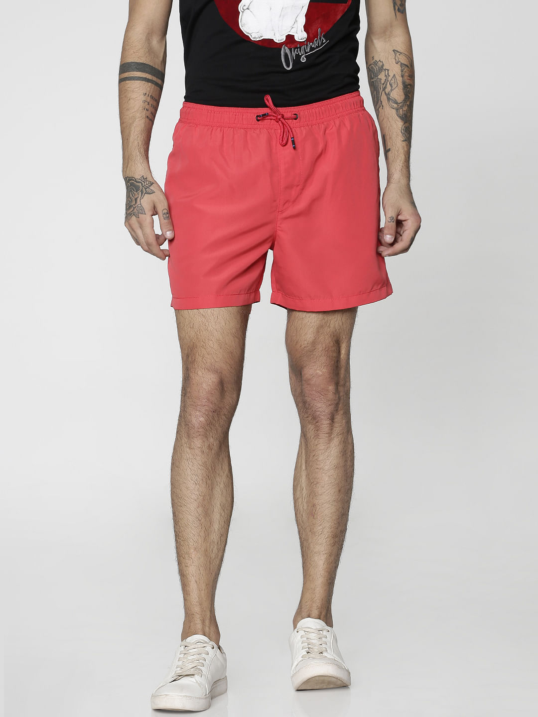 Red Drawstring Swim Shorts
