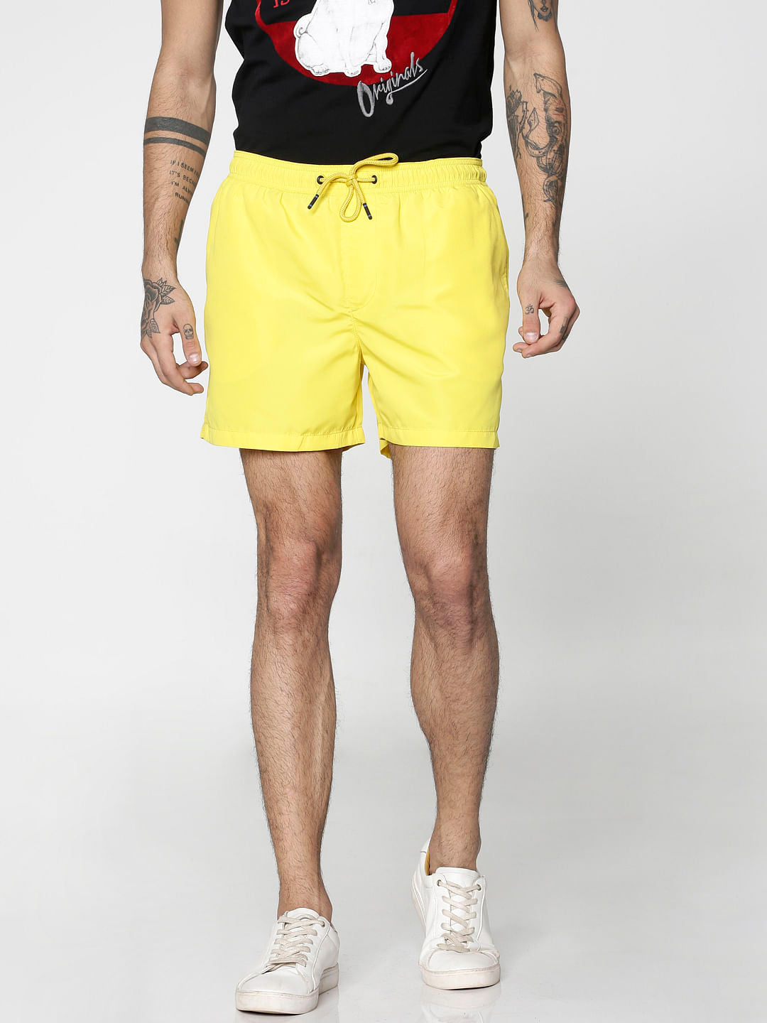 Yellow Drawstring Swim Shorts