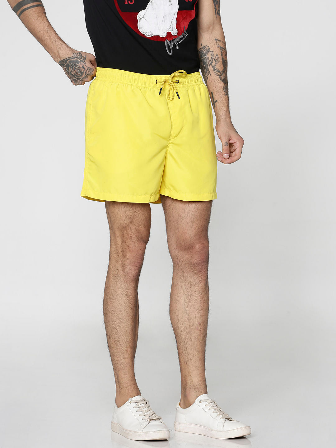 Yellow Drawstring Swim Shorts