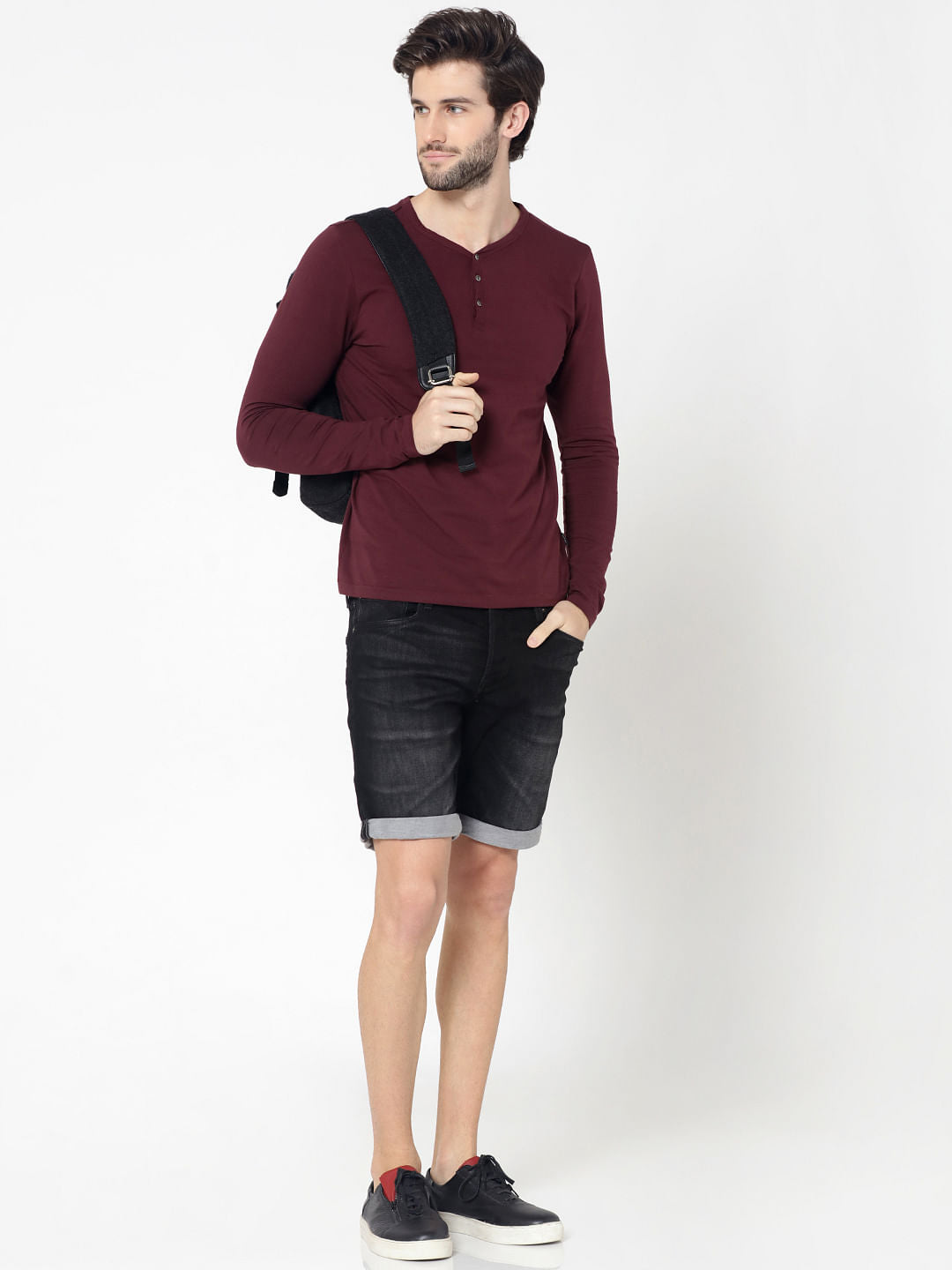 Black Rick Regular Fit Denim Shorts