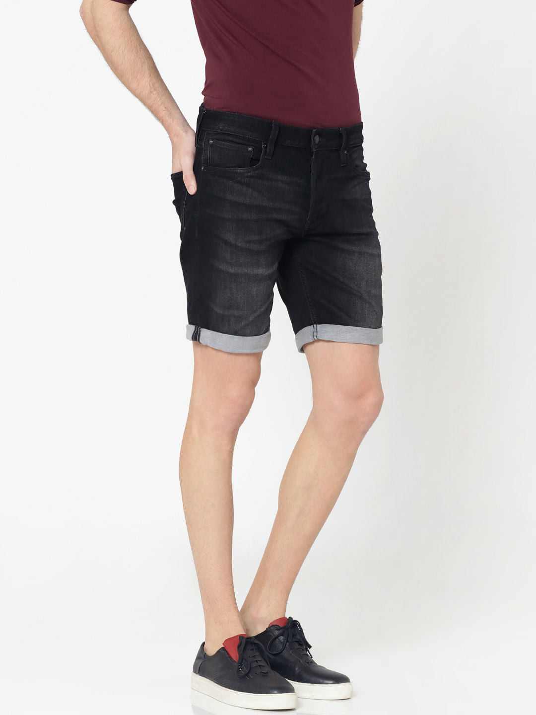 Black Rick Regular Fit Denim Shorts