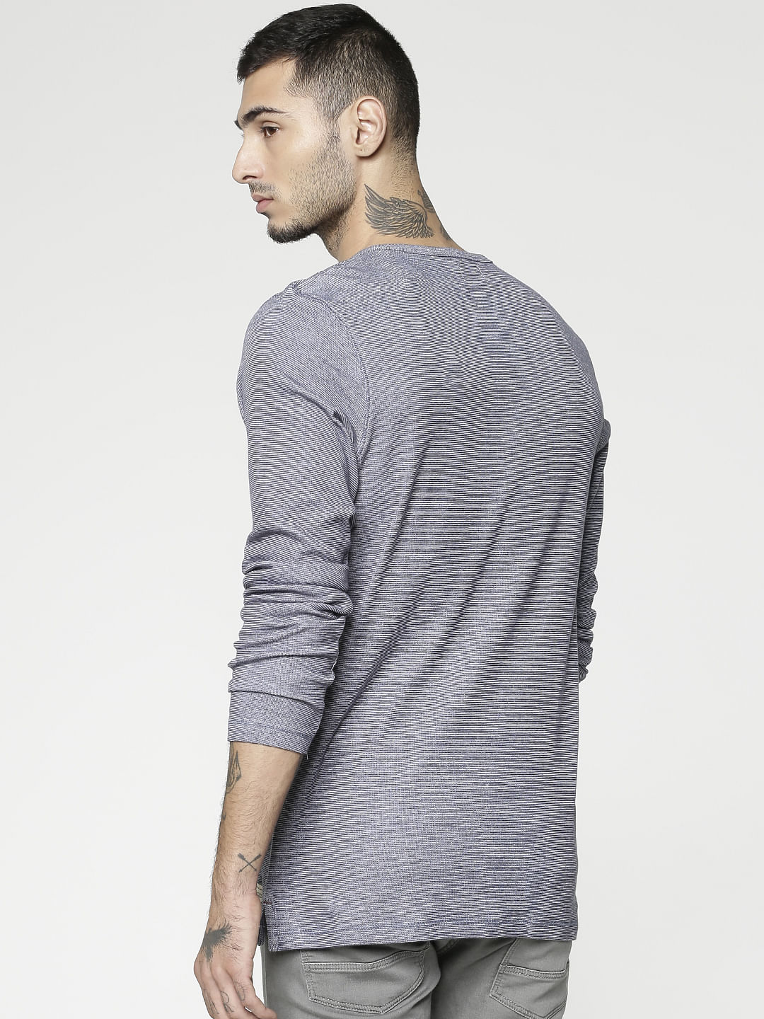 Blue Slim Fit Henley T-Shirt