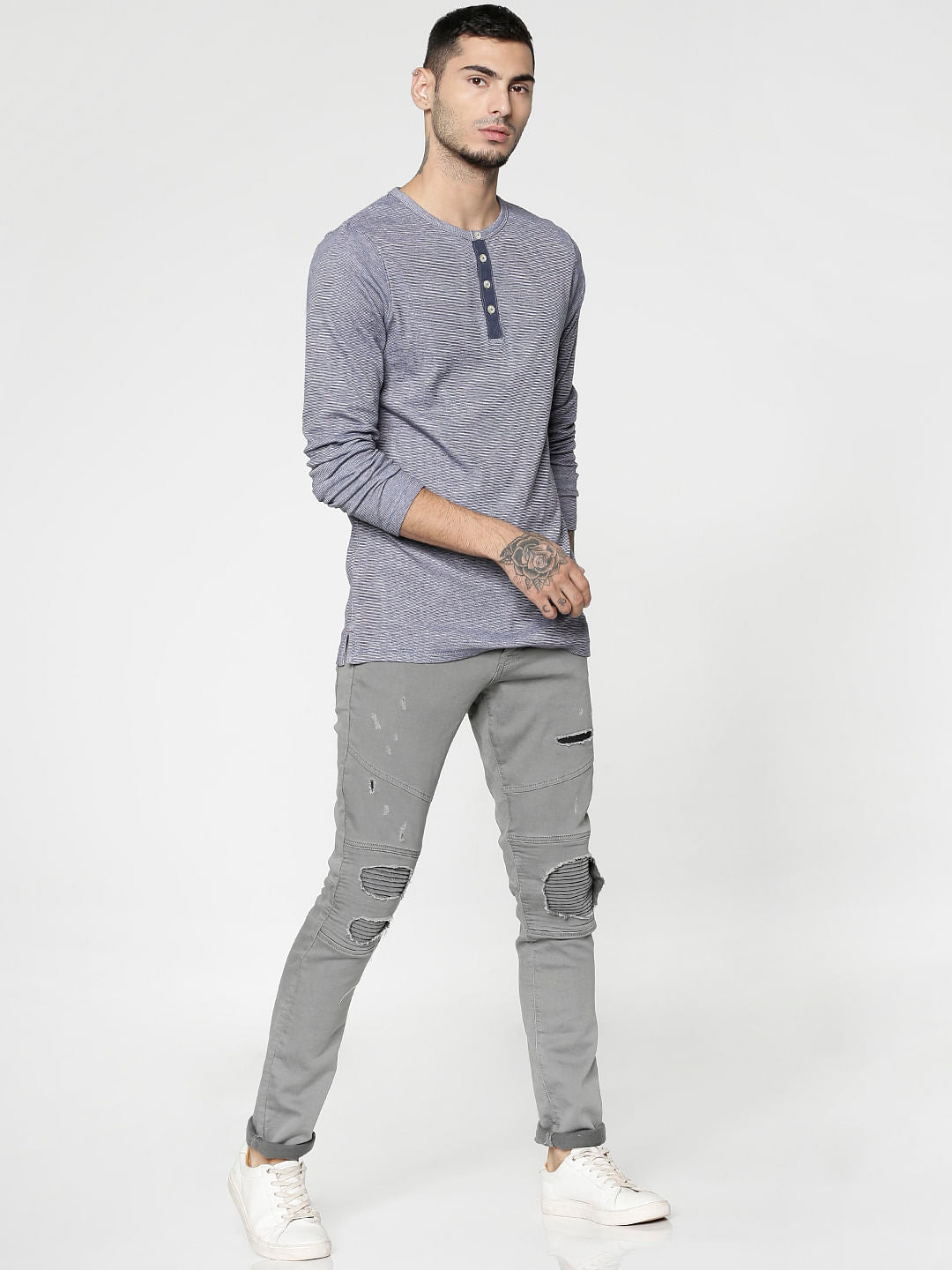 Blue Slim Fit Henley T-Shirt