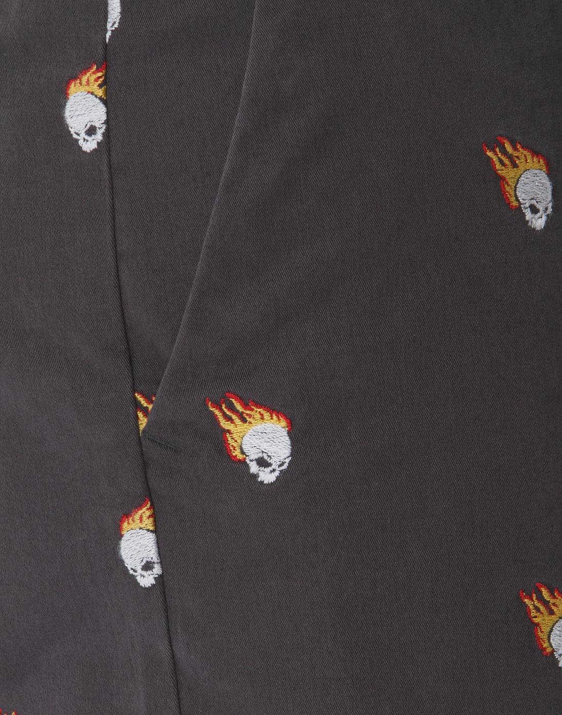 Grey Skull Print Regular Fit Shorts
