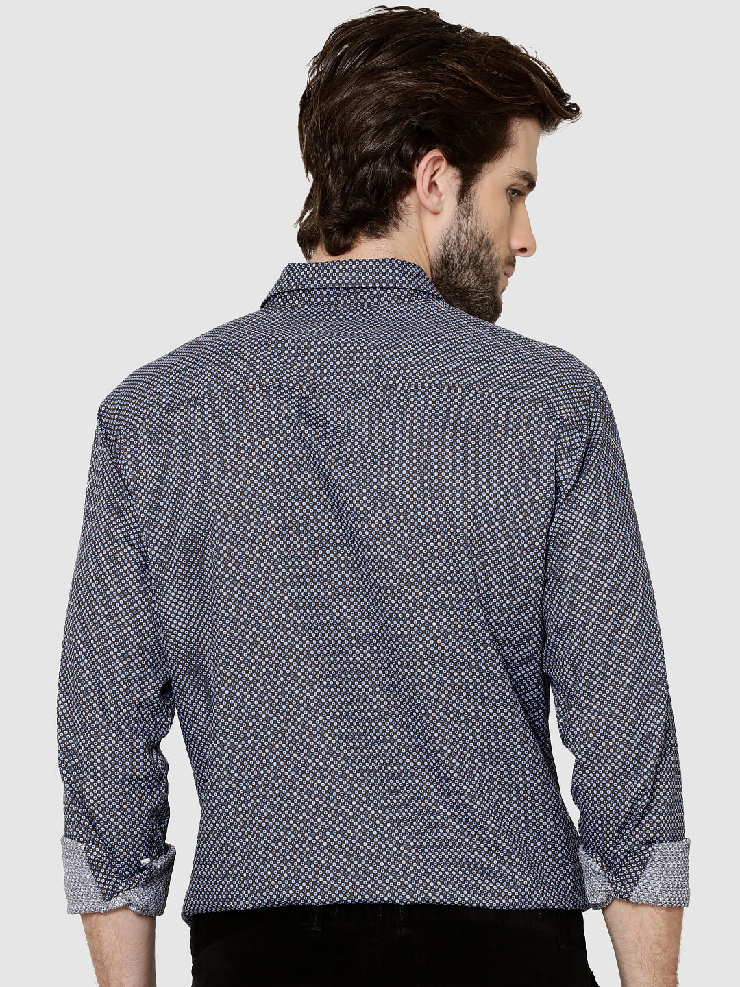 Brown All Over Print Full Sleeves Dobby Shirt