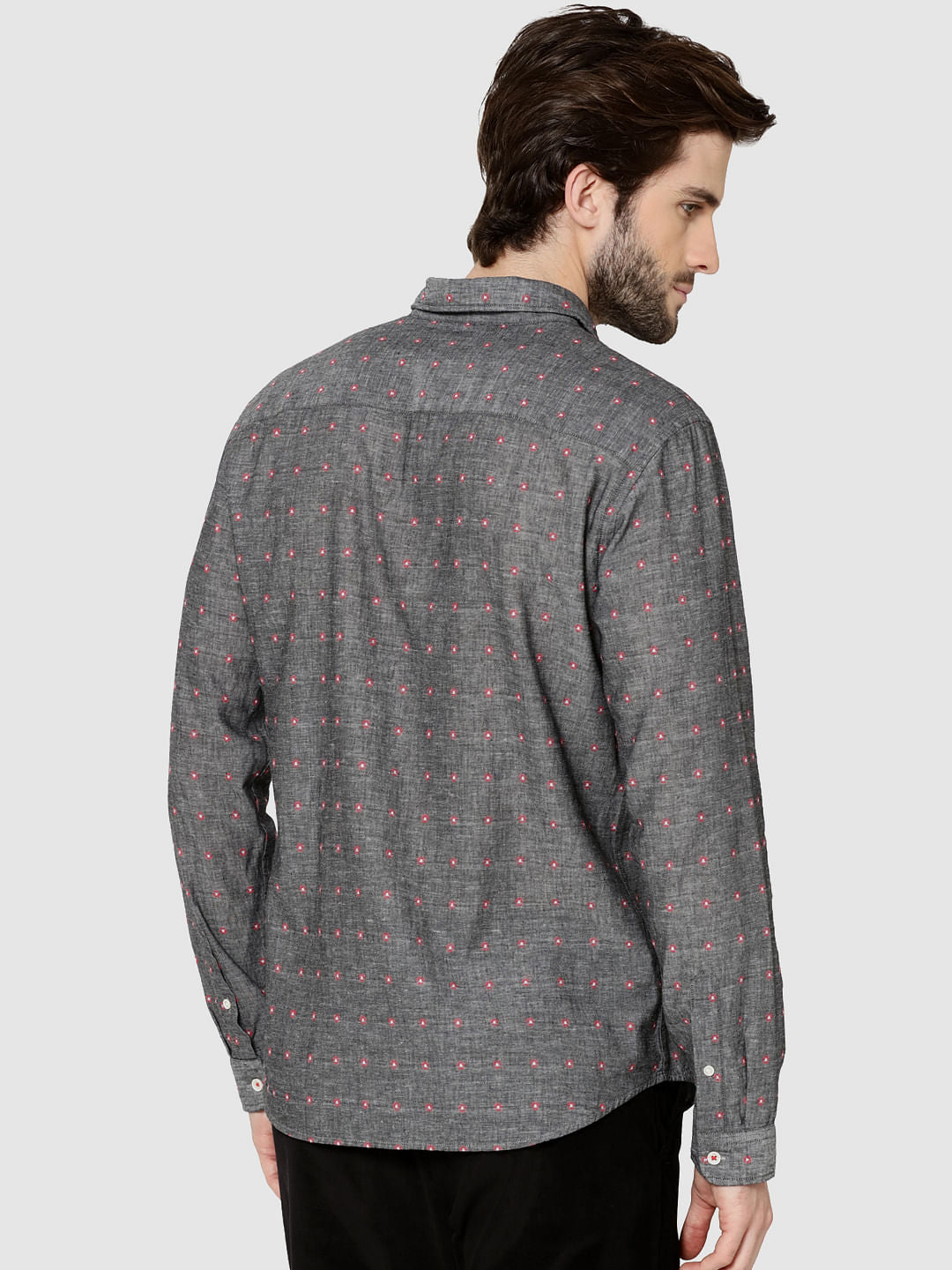 Grey All Over Printed Dobby Full Sleeves Shirt