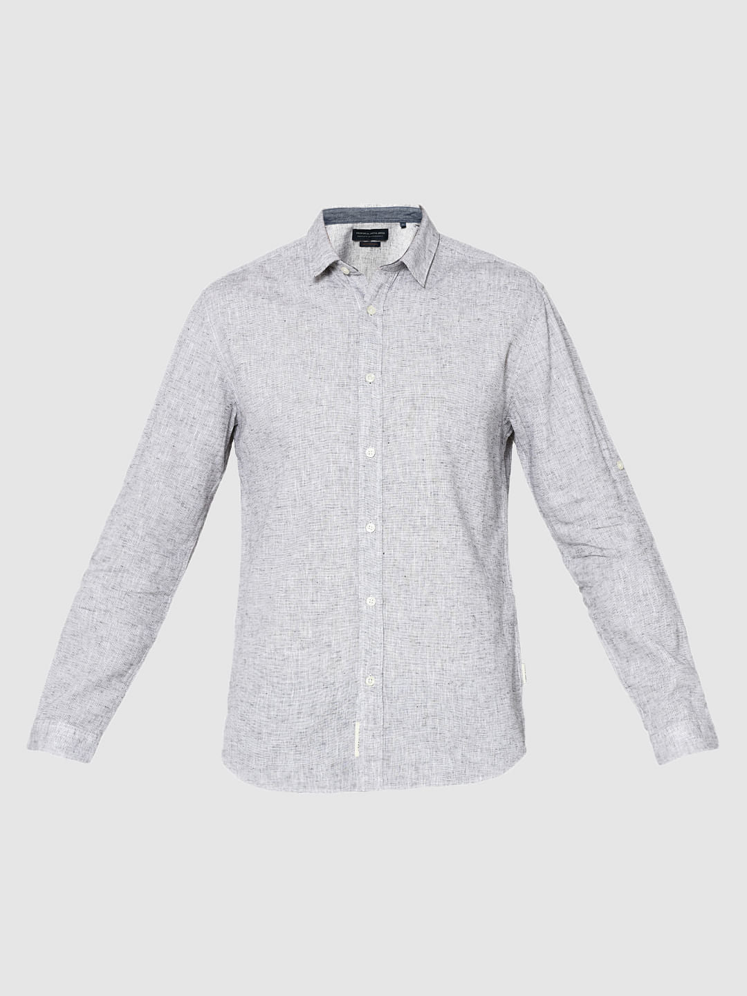 Grey Dobby Full Sleeves Slim Fit Shirt
