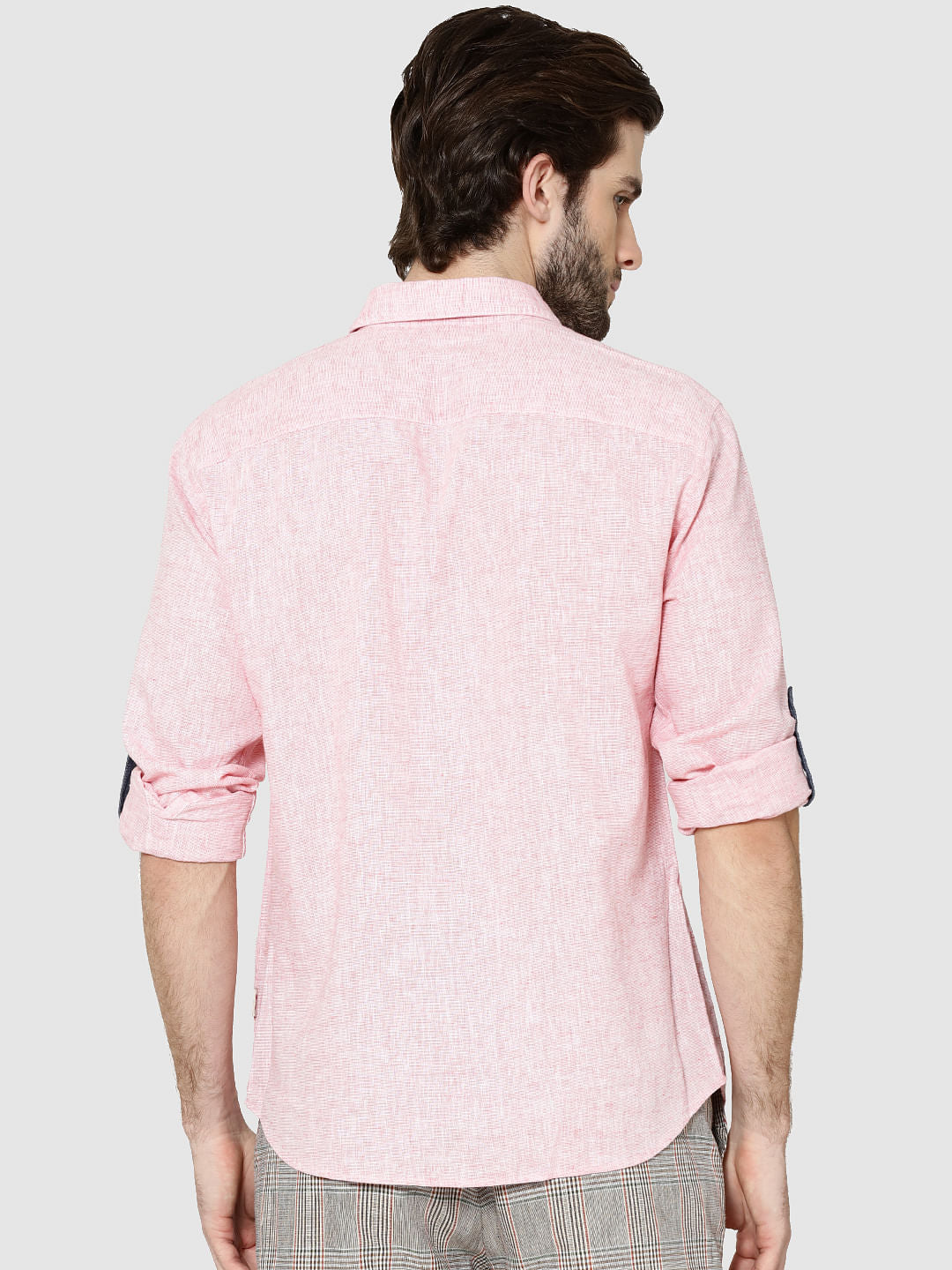Red Dobby Full Sleeves Slim Fit Shirt