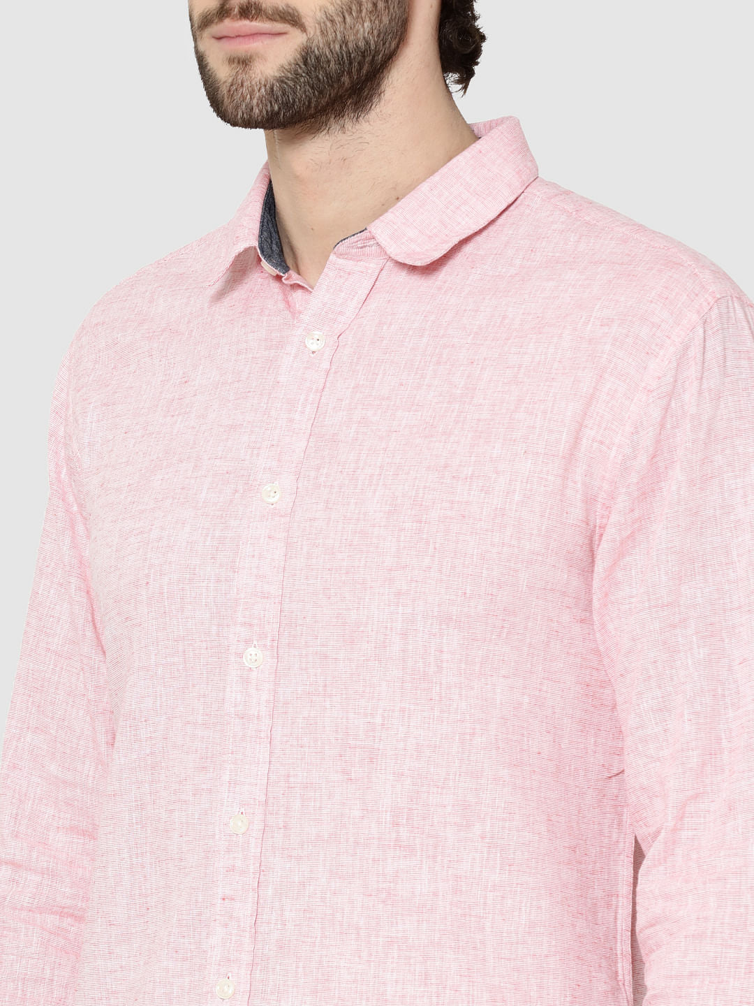 Red Dobby Full Sleeves Slim Fit Shirt