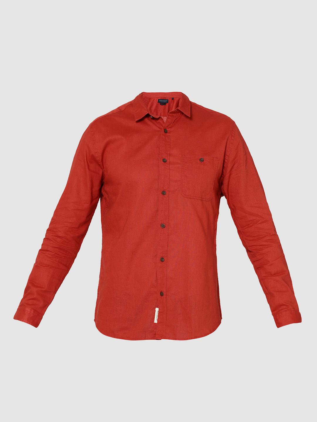 Red One Pocket Full Sleeves Slim Fit Shirt