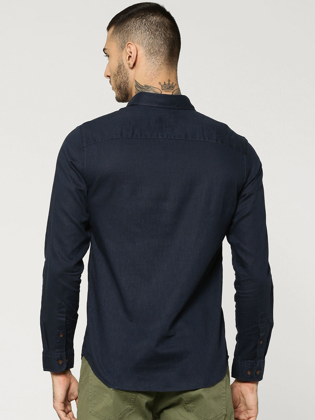 Dark Blue One Pocket Full Sleeves Slim Fit Shirt