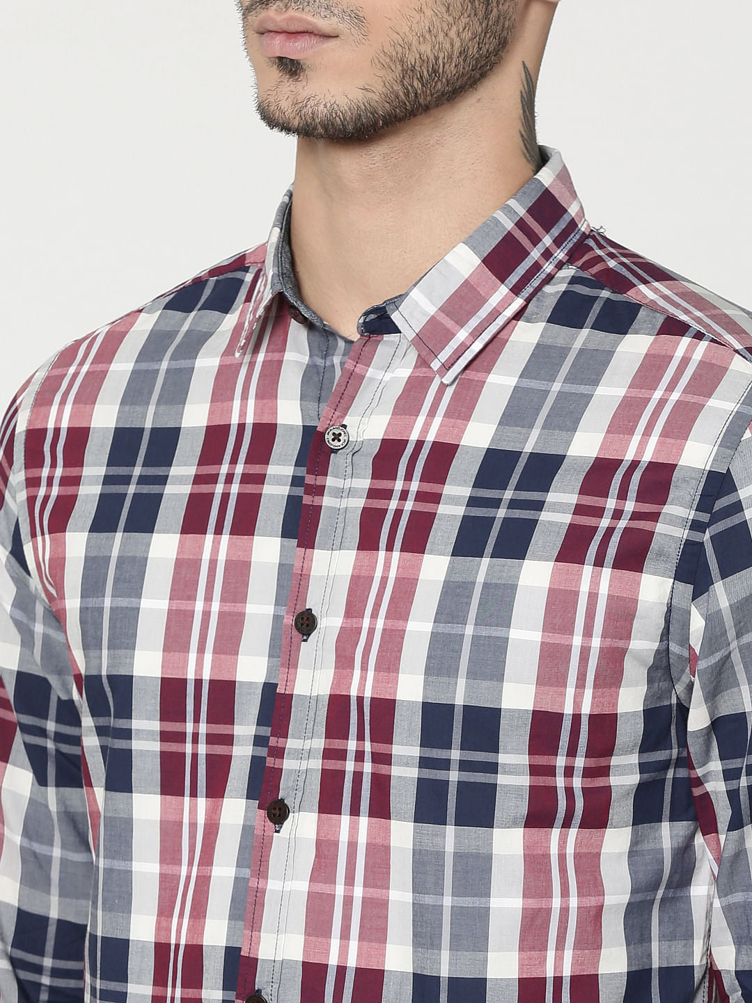 Red Full Sleeves Check Shirt