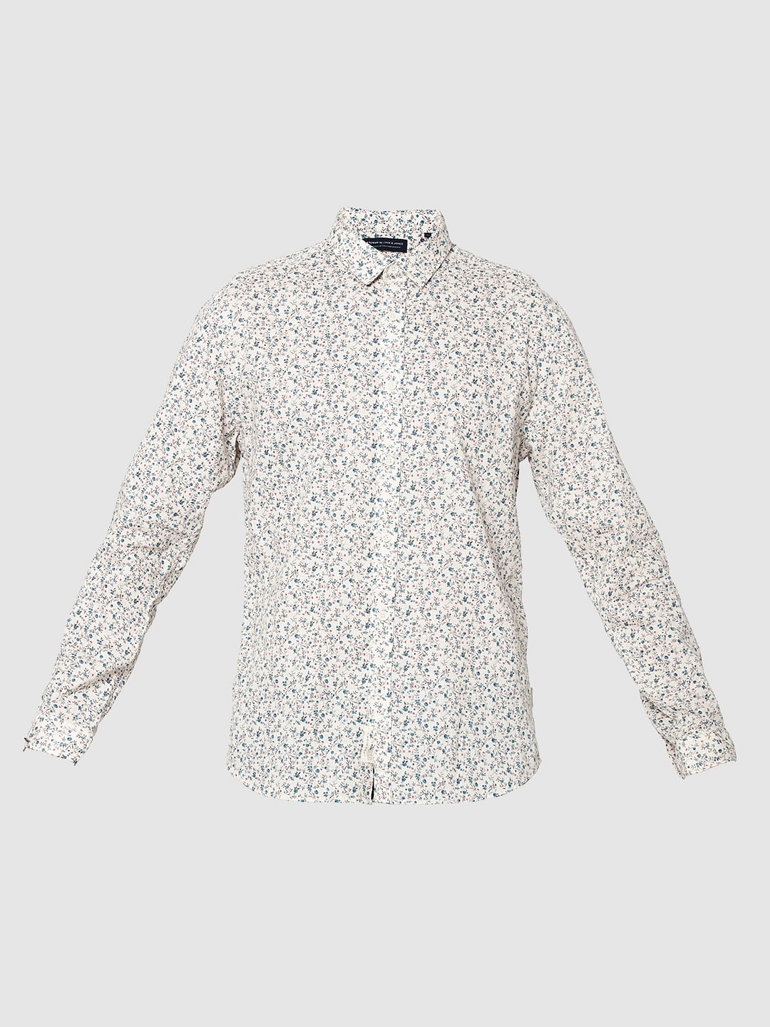 Off White All Over Floral Print Full Sleeves Shirt
