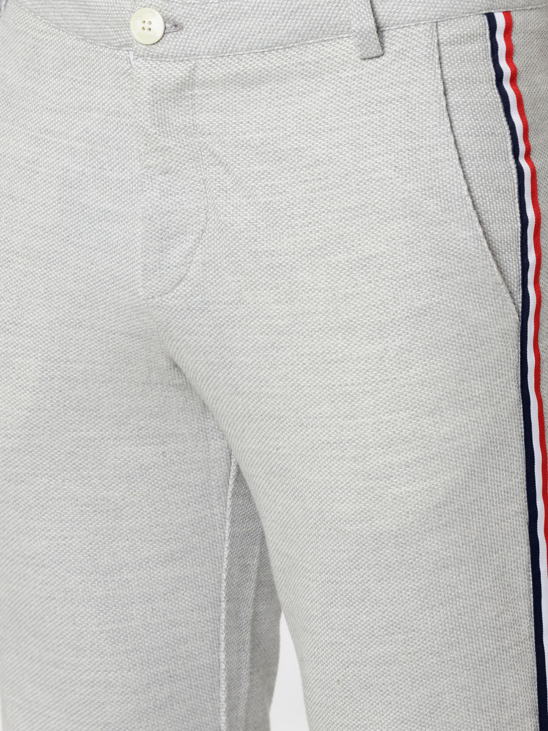 Light Grey Tape Detail Slim Fit Trousers