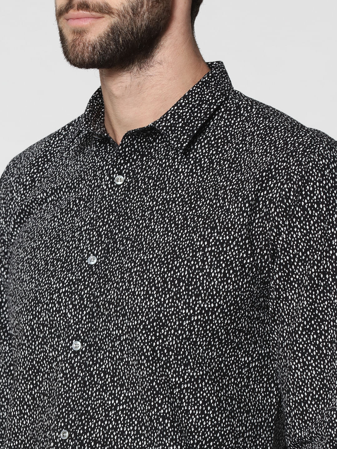 Dark Grey All Over Print Full Sleeves Shirt