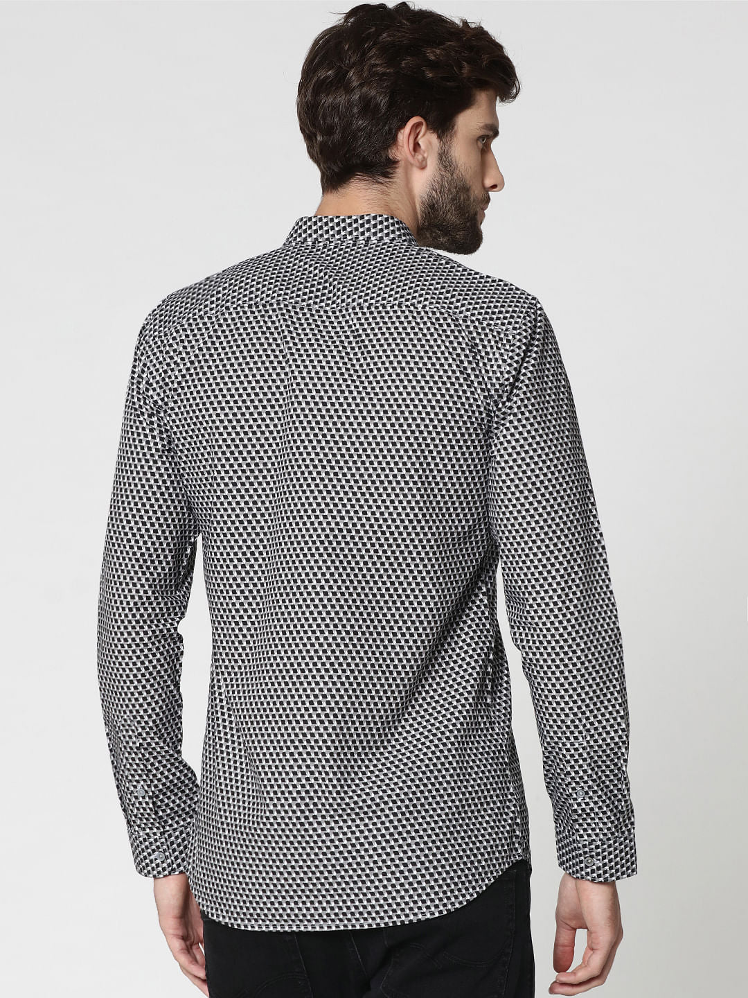 Black All Over Print Full Sleeves Shirt