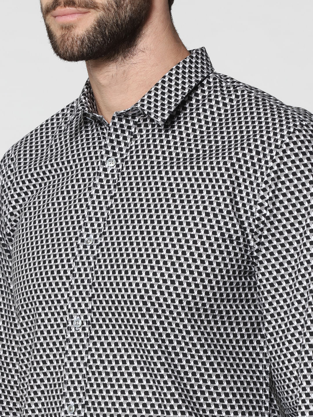 Black All Over Print Full Sleeves Shirt
