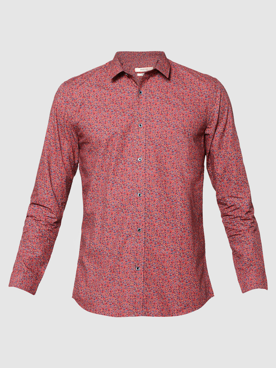 Brown Printed Full Sleeves Slim Fit Shirt