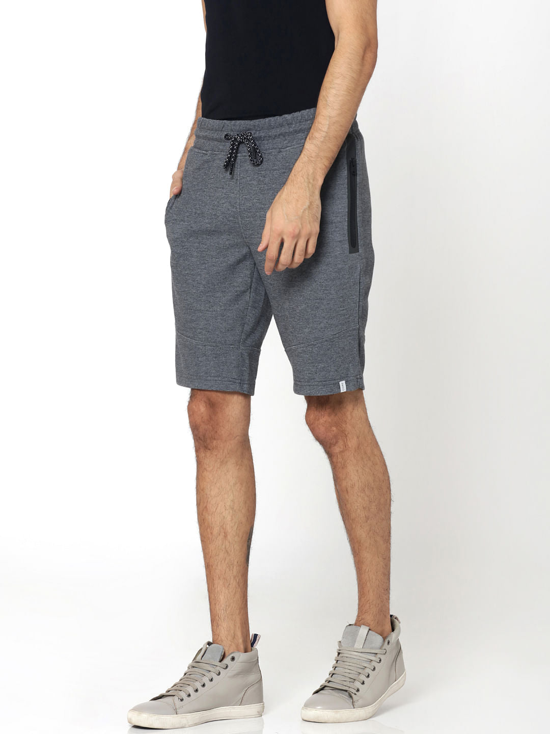 Dark Grey Zip Detail Sweatshorts