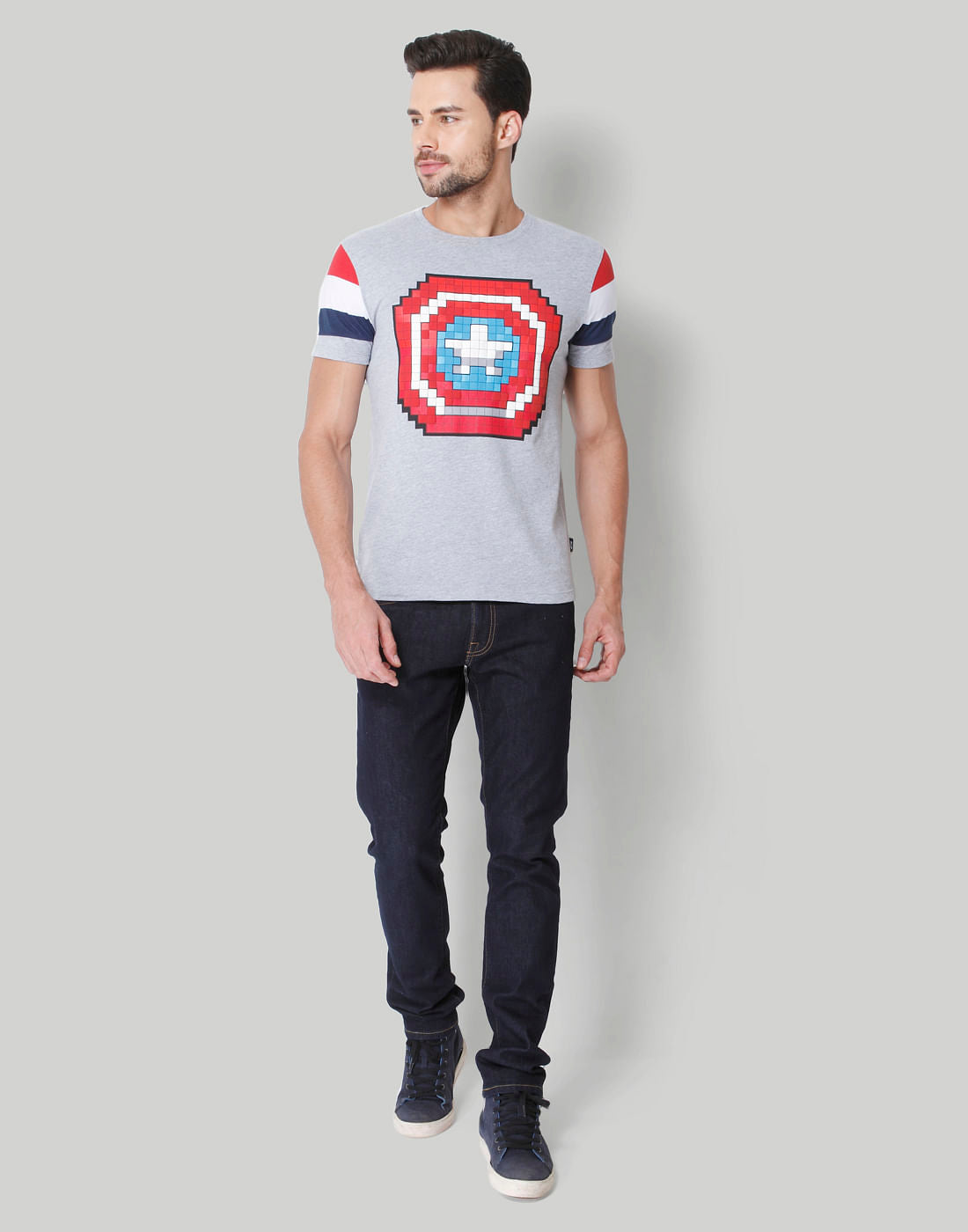 X Marvel Light Grey Graphic Print Crew Neck T-Shirt