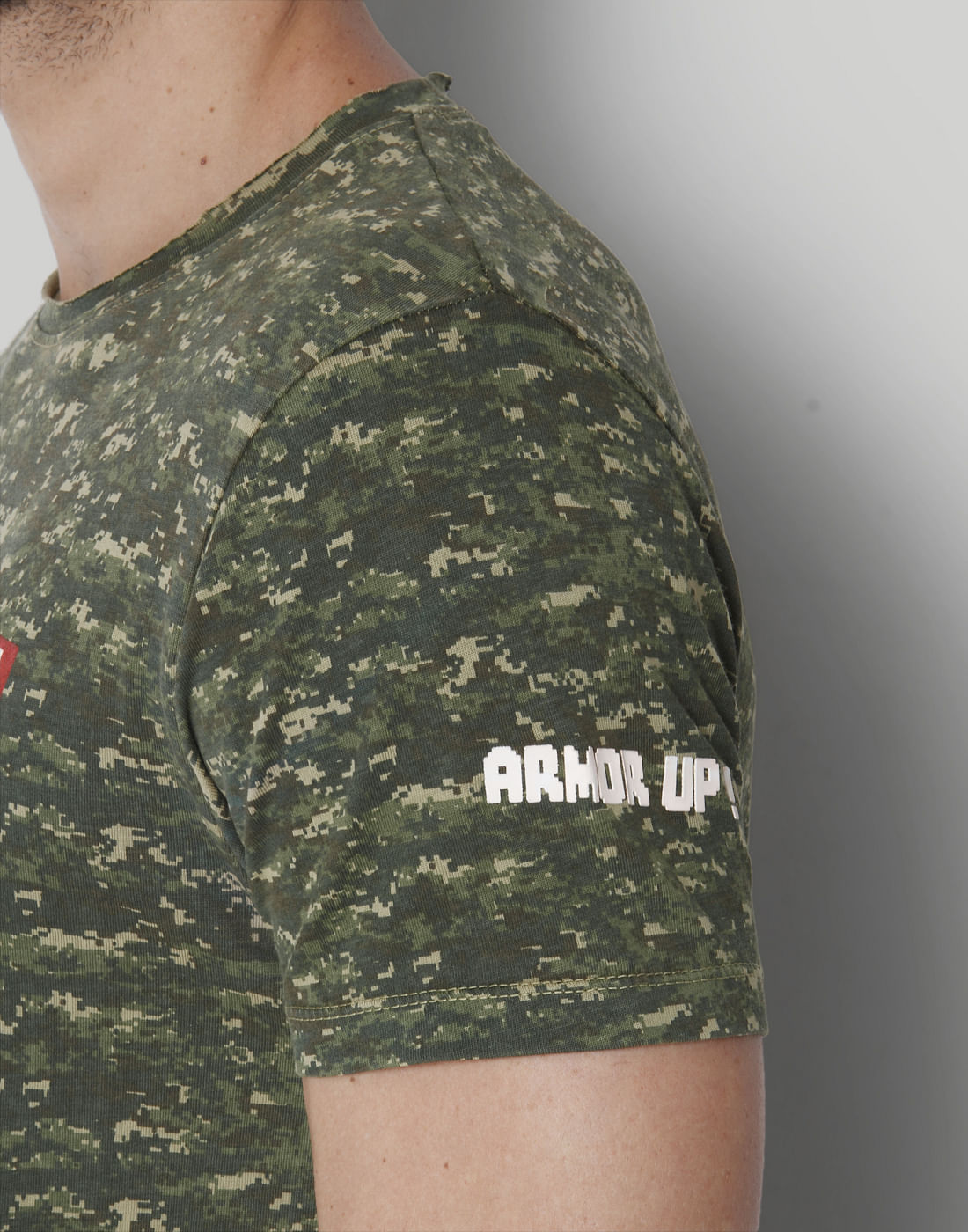 X Marvel Olive Green Camo Print Crew Neck T-Shirt