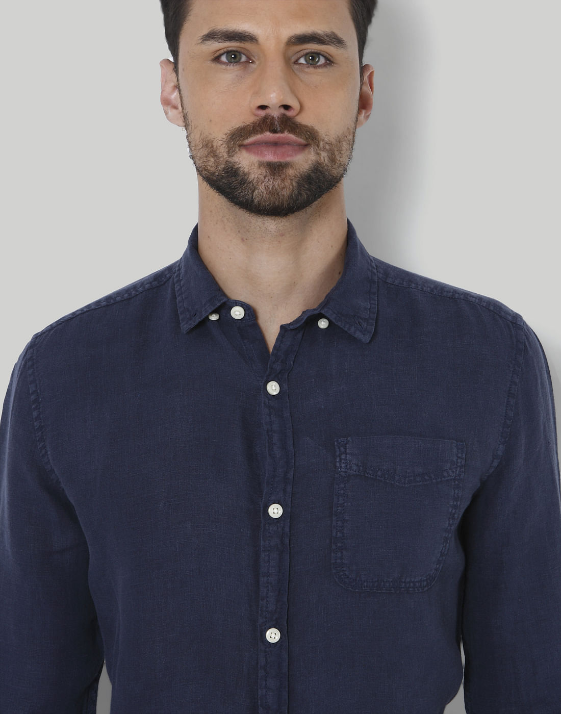 Dark Blue Linen Shirt
