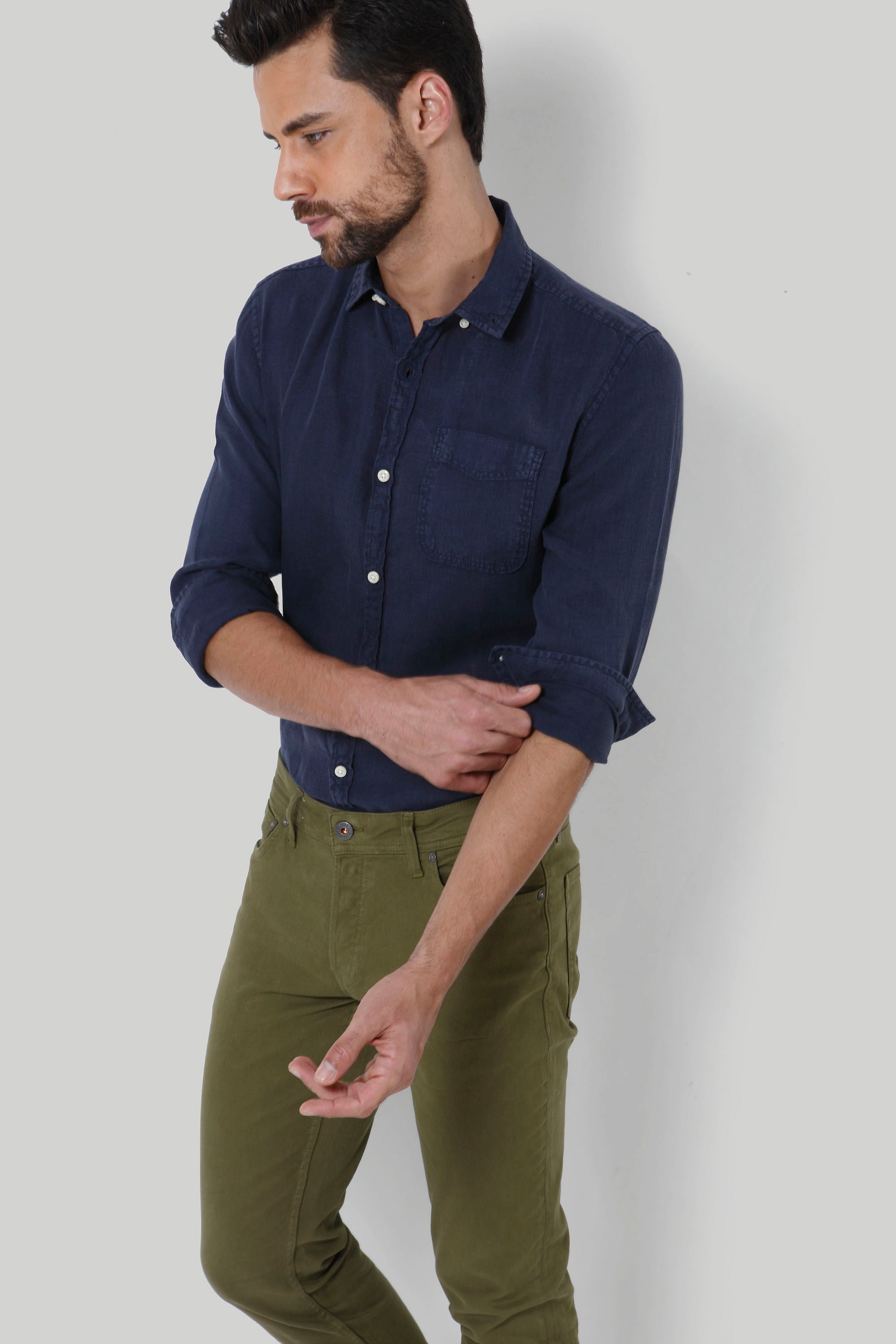 Dark Blue Linen Shirt