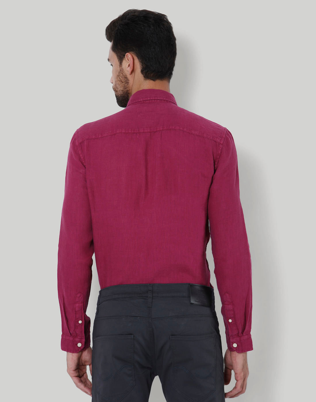Maroon Slim Fit Linen Shirt
