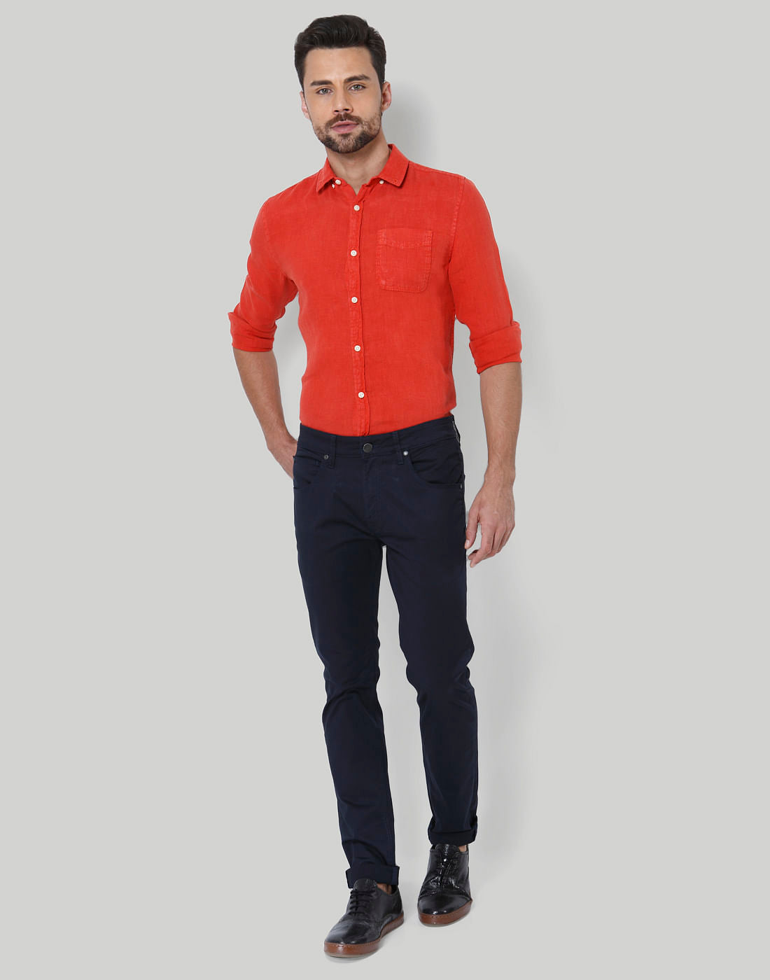 Orange Linen Shirt