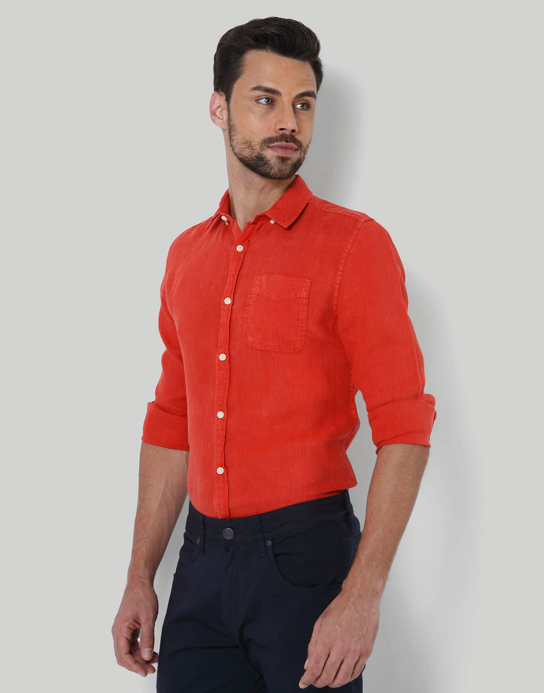 Orange Linen Shirt