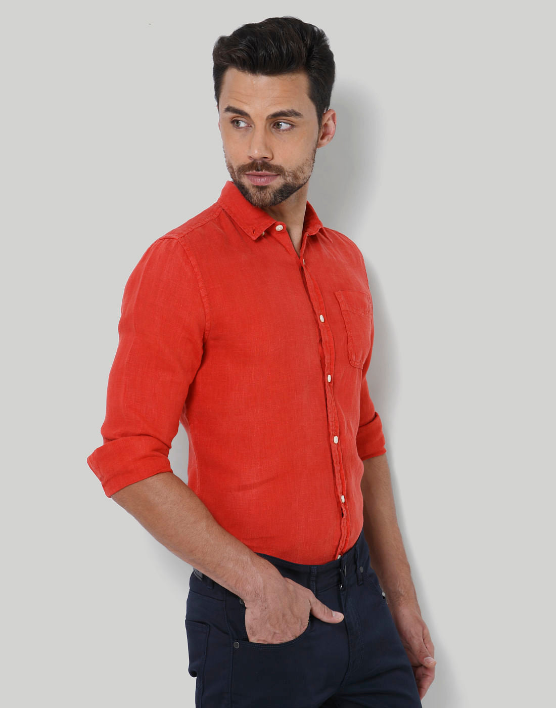 Orange Linen Shirt