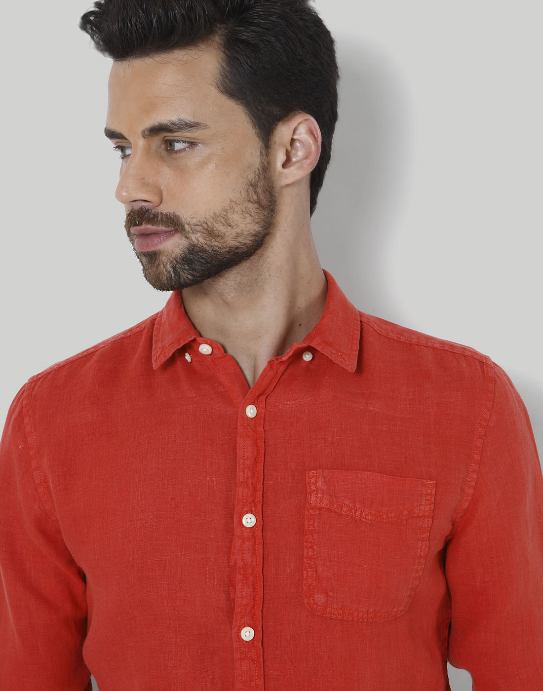 Orange Linen Shirt