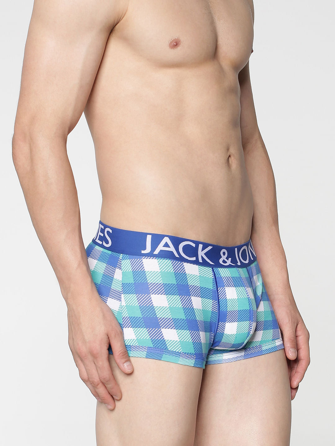 Blue Checks Print Brazilian Trunks