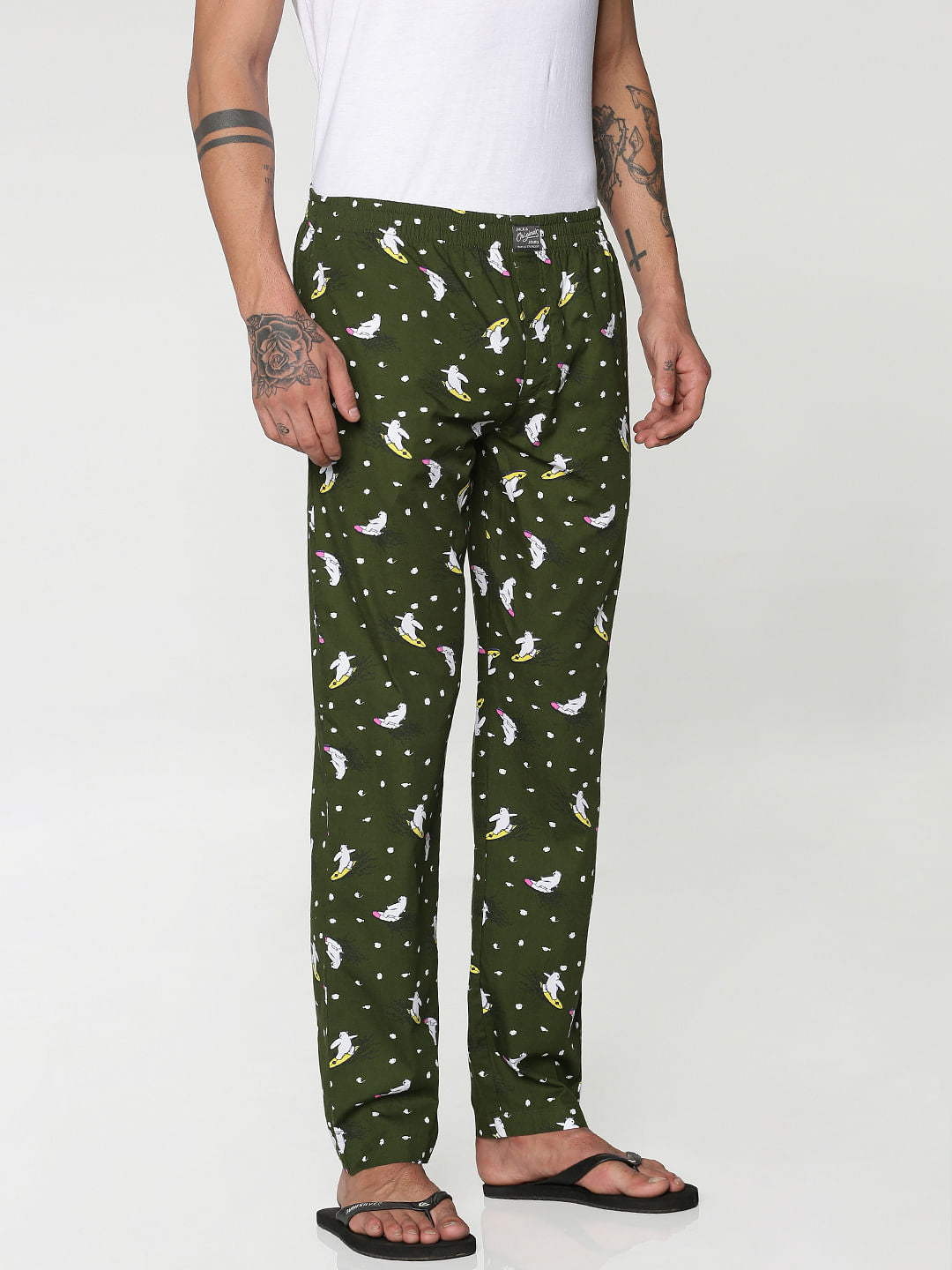 Green All Over Panda Print Pyjama