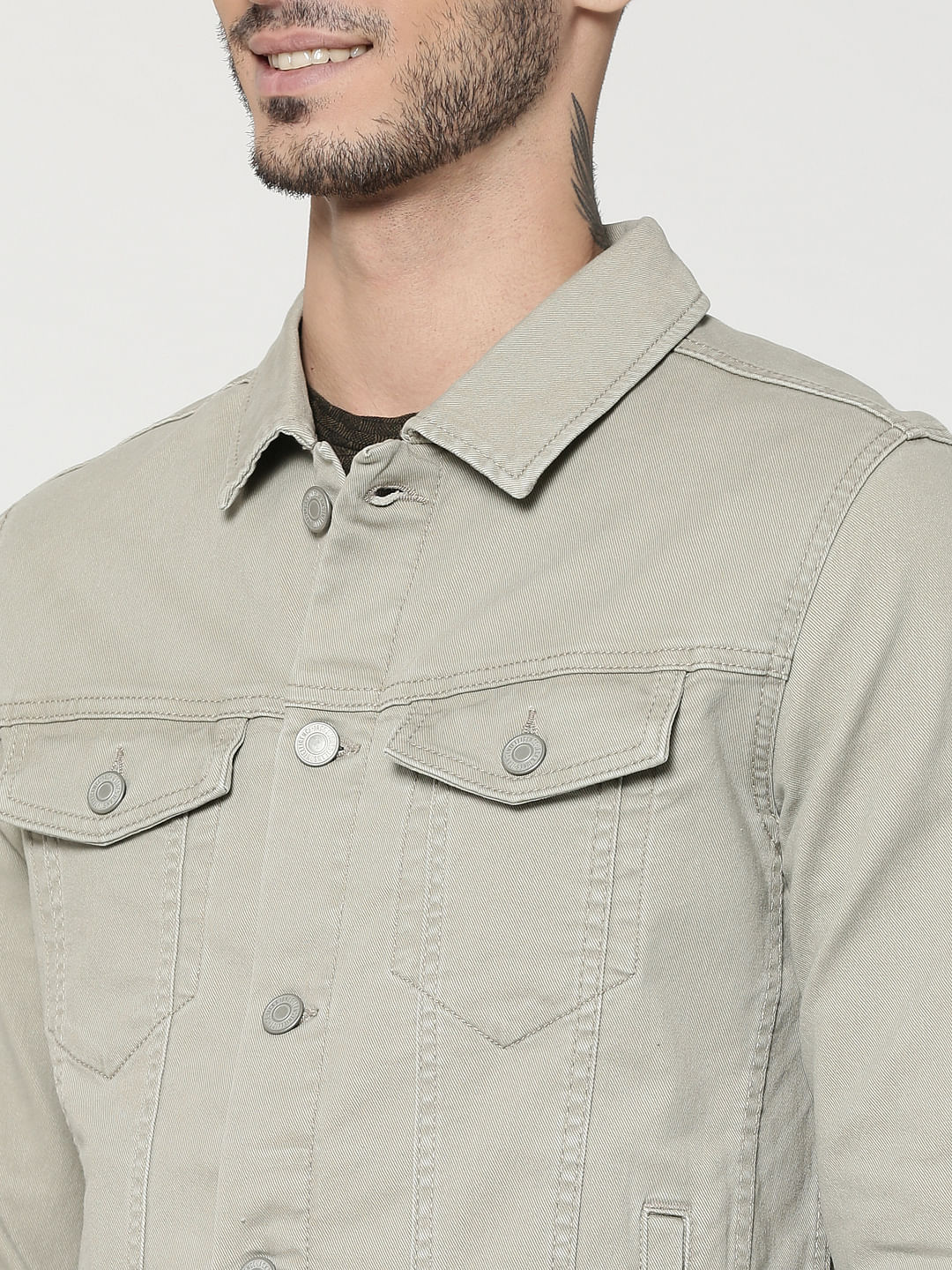 Grey Casual Denim Jacket